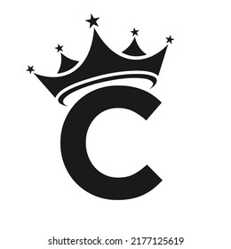 Logo De La Carta C. Logo de la corona en la plantilla de vectores de letras C para belleza, moda, estrella, elegante, signo de lujo