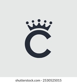 letra C con diseño de Plantilla de Ilustración vectorial de logotipo de lujo de corona