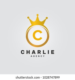 Letter C Crown Ring Diamond Jewelry Accessories Logo Vector Icon