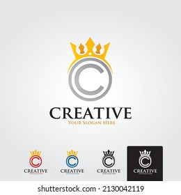 Letra C Anillo de la Corona Accesorios para joyas de diamante Icono de vector