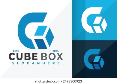 Letra C Cubo Caja Logotipo diseño Vector icono ilustración