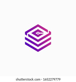 letter c and cube initial vector design template