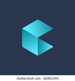 Letter C cube logo icon design template elements