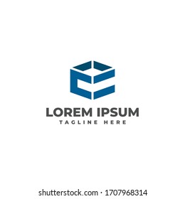 Letter C Cube Shape Logo Vector Icon Illustration