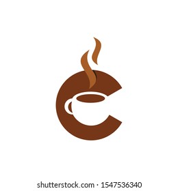 Letter C Cup Coffee Logo Design. Tea and Hot Vector Graphic. 