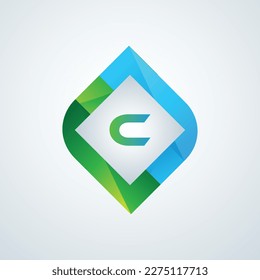 letter c cut vector logo design template tech bitcoin