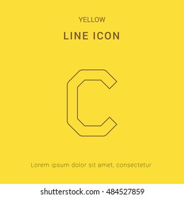 Letter C Cute yellow thin line icon / logo Design