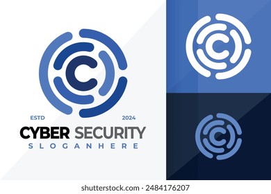 Letter C Cyber Security Logo Design, Vektorgrafik für Brande Identitätslogos, modernes Logo, Logo Designs Vektorillustration