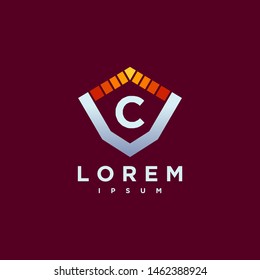 Letter C Cyber, Security and power technology Logo Design Vector Template