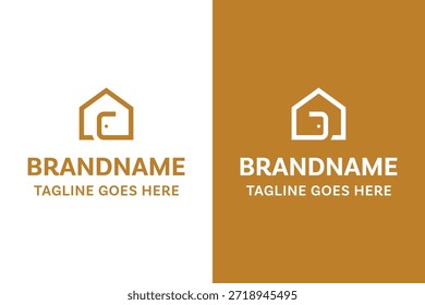 Letra C ou D Logotipo Monoline Home, simbolizando a simplicidade, o conforto e a vida moderna