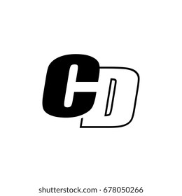 letter C and D logo overlapping black negative