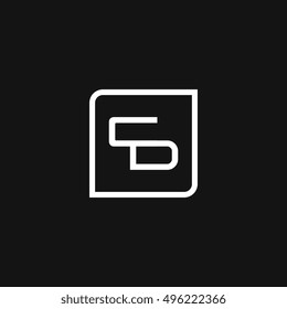 The letter C and D Monogram With Frame Square. Logo Design Template White