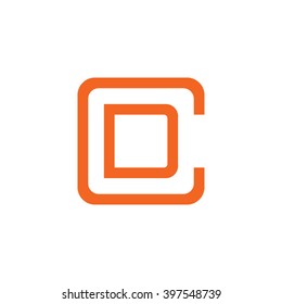 letter C and D monogram square shape logo orange