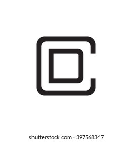 letter C and D monogram square shape logo black