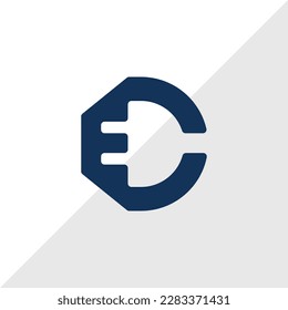 Logotipo de letra C o D y enchufe