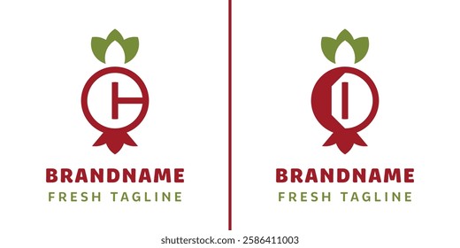 Letter C and D Pomegranate Logo, symbolizes freshness, beauty, and nature