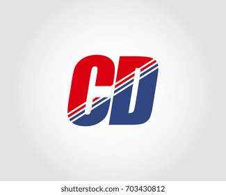 Letter C and D red and blue combination logo