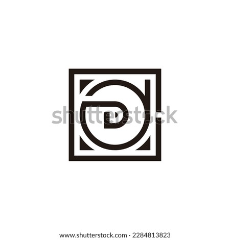 Letter C, D and  D square circle geometric symbol simple logo vector