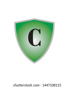 letter c with a dark green background