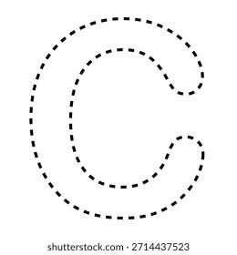 Letra C tracejada linha contorno vetor ilustração versão preto