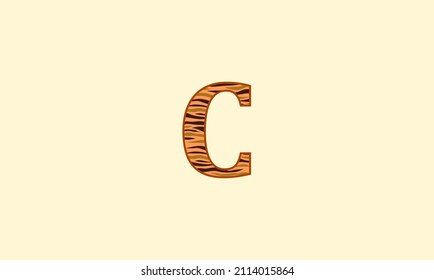letter c with decoration modern animal pattern. stripes vector with alphabet.