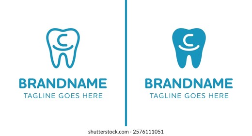 Letter C Dental Tooth Logo, symbolizing tooth, dental care and orthodontist