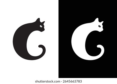Letter C letter design. C letter with Cat icon abstract vector logo icon circle logotype.