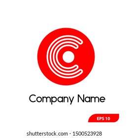 Letter C Design A modern logo shape with a red circle background
