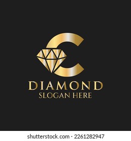 Diseño del logotipo del diamante de la letra C. Logotipo De Joyería Con Plantilla De Vector De Icono De Diamante