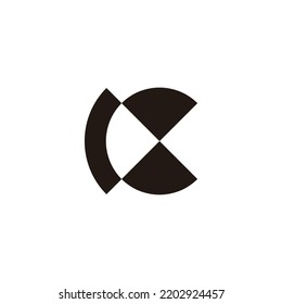 Letter C diamond, outline geometric symbol simple logo vector