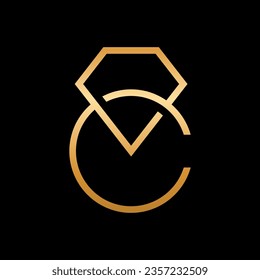 Letter C diamond overlapping logo design