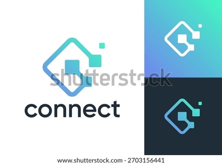 letter C digital connect logo. network signal technology connectivity symbol icon vector design	
