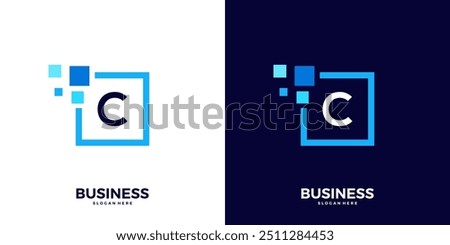 Letter C digital tech logo design inspiration.