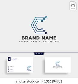 letter C digital technology logo template vector illustration