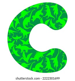letter C from dinosaurs, drawing, vector illustration