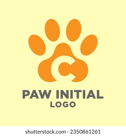 letra C perro traza el diseño del logotipo del vector inicial