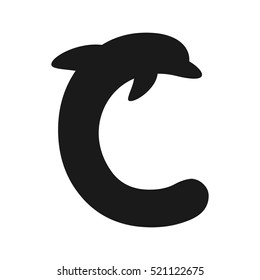 letter C and dolphin icon. logo vector.