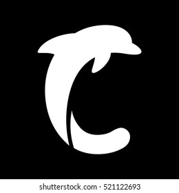 letter C and dolphin icon. logo vector.