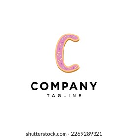 Letter C Donut cake icon logo template