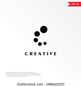Letter C with dot abstract logo design. Creative minimalism logotype icon symbol. eps10