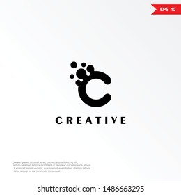 Letter C dot abstract logo design. Creative minimalism logotype icon symbol. eps10