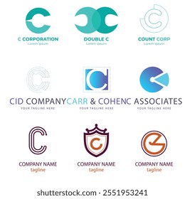Letra C ponto conexão logotipo design para tecnologia.
