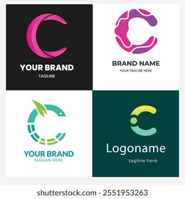 Letter C dot connection logo design for technology.