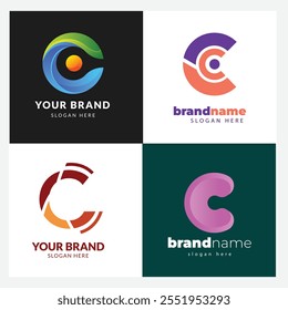 Letter C dot connection logo design for technology.