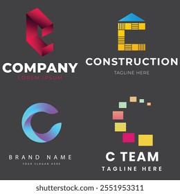 Letter C dot connection logo design for technology.
