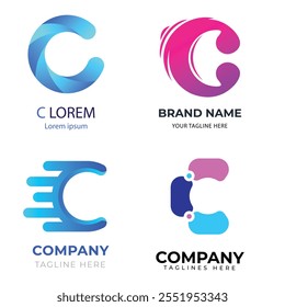 Letter C dot connection logo design for technology.