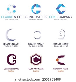 Letter C dot connection logo design for technology.
