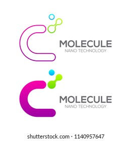 Buchstabe C mit Punkt und Kurve , verbundene Kreise, Logo der Molekularen und Nanotechnologie, Innovationstechnik, Medizin, Wissenschaft, Labor, Kosmetik
