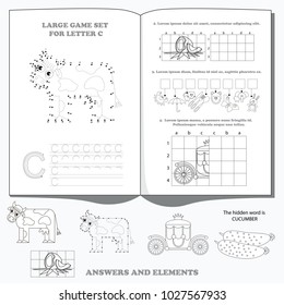 Letter C. Dot to dot educational game for kids.