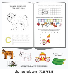 Letter C. Dot to dot educational game for kids.